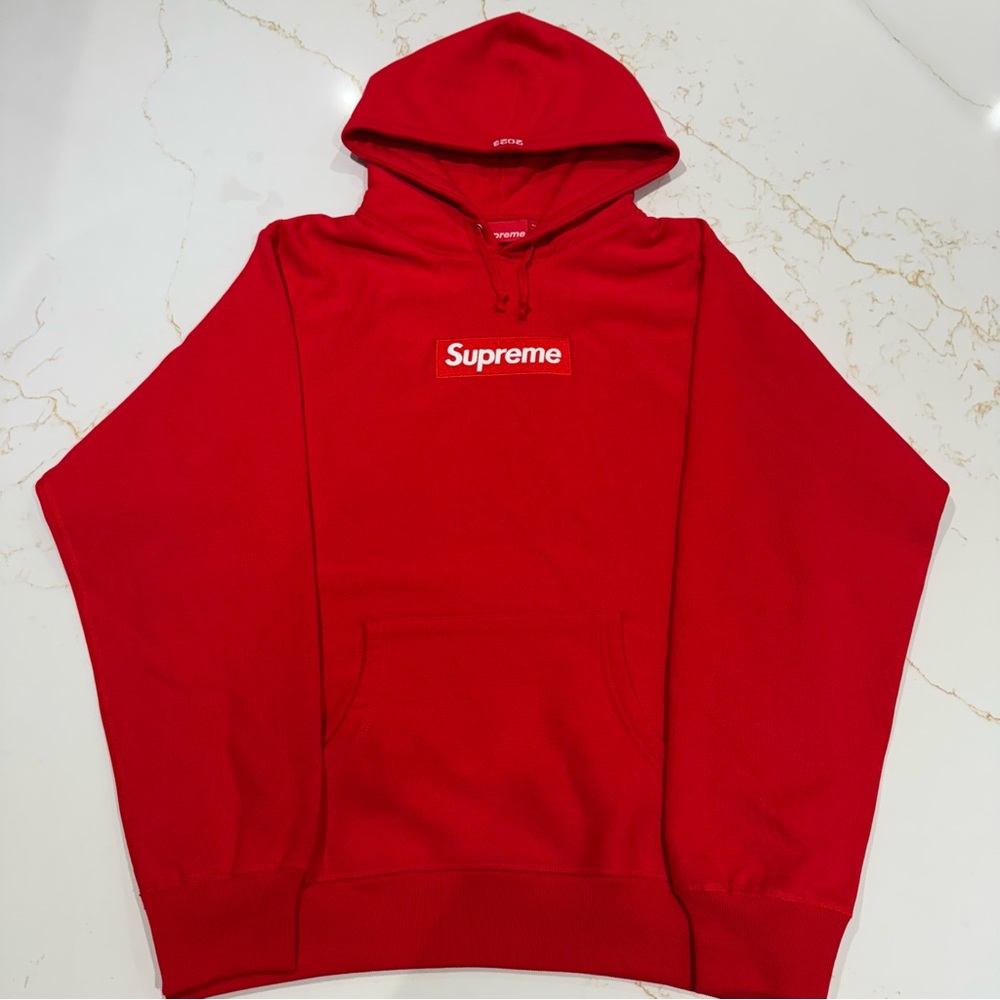 Supreme Box Logo Hoodie Hooded Sweatshirt Red FW23 Size Large